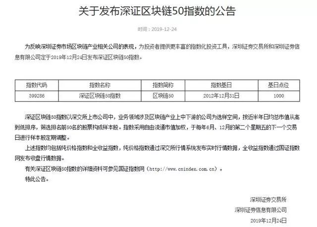 深证区块链50指数发布 远光软件入选样本股